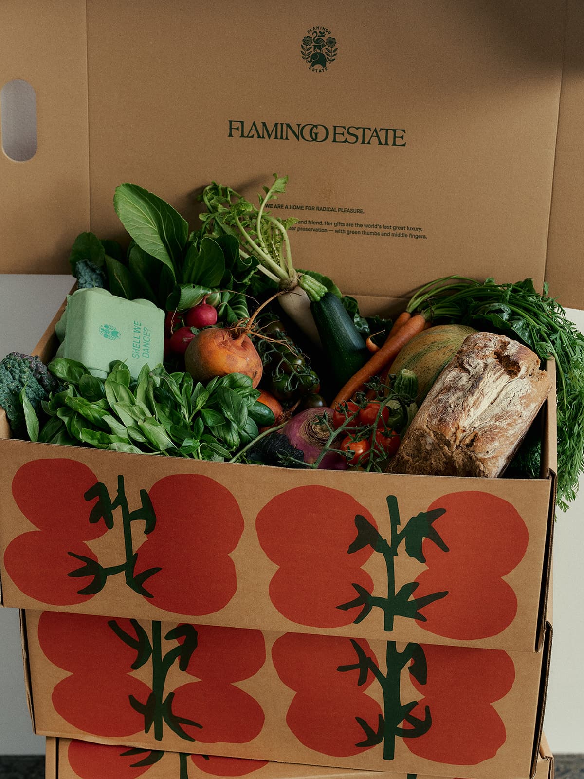 A cardboard box labeled