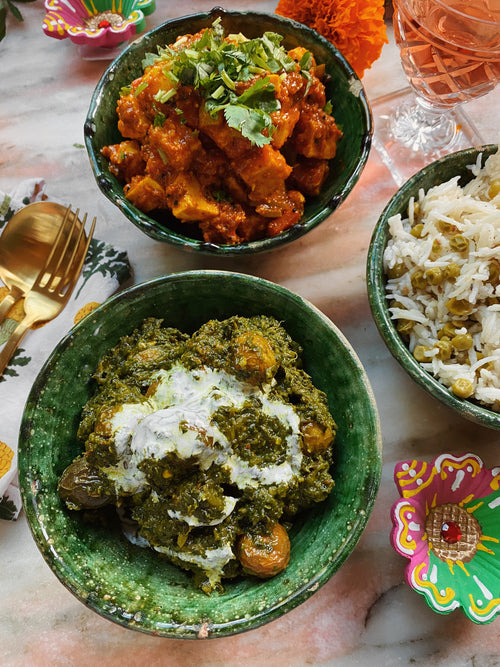 Diwali Greens with Baby Potatoes (Saag Aloo)