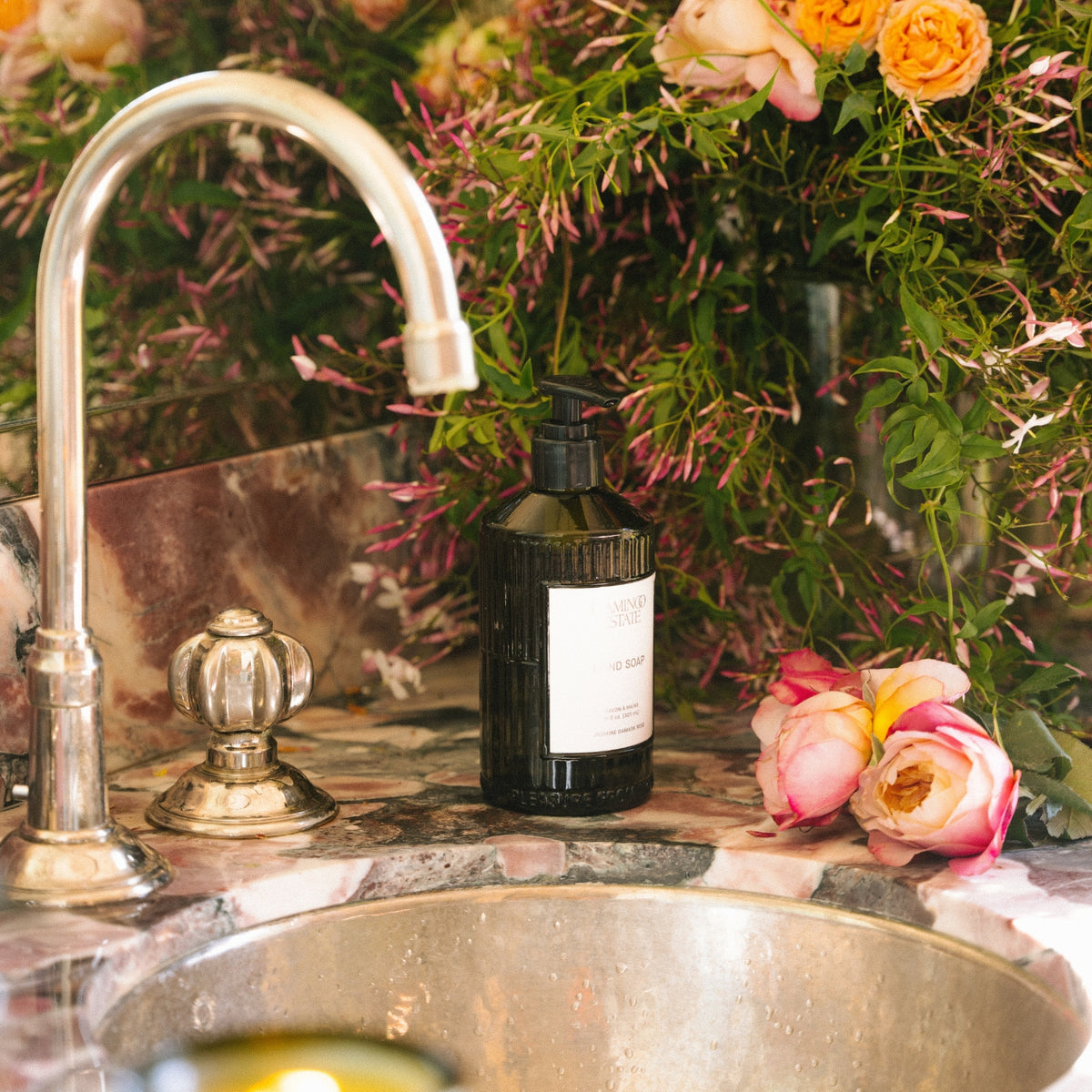 Jasmine Damask Rose Glass Hand Soap