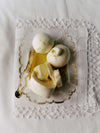Soft cheeses and a pat of butter, topped with Heritage Extra Virgin Olive Oil.