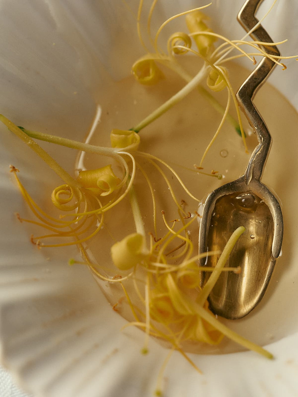 Yellow Dish Presented With A Golden Spoon