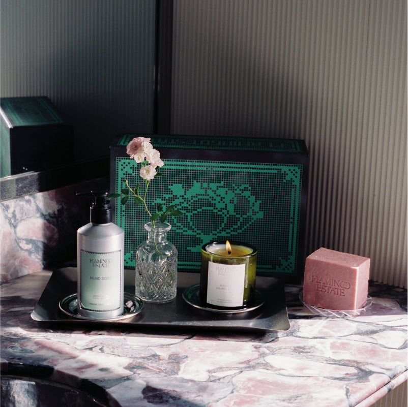 Jasmine Damask Rose Bathroom Set - Flamingo Estate